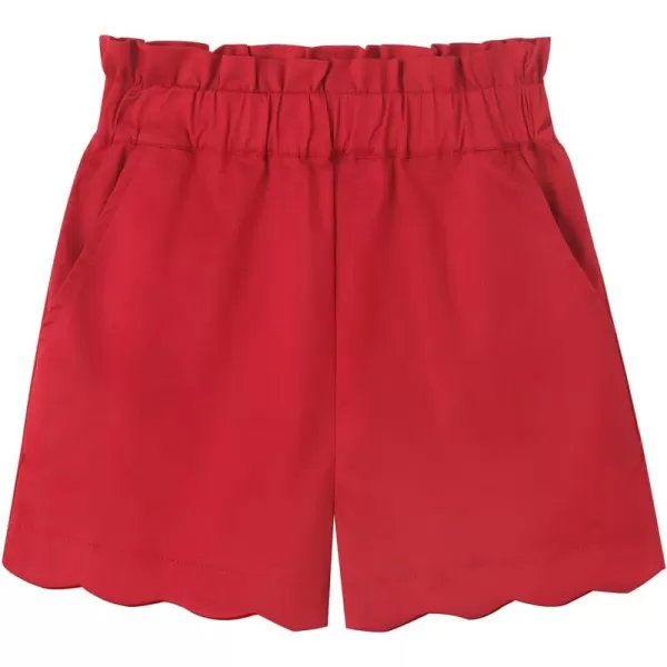 Noomelfish Girls Scalloped Stretch Twill Pull On Shorts with Pockets 512 YearsRed