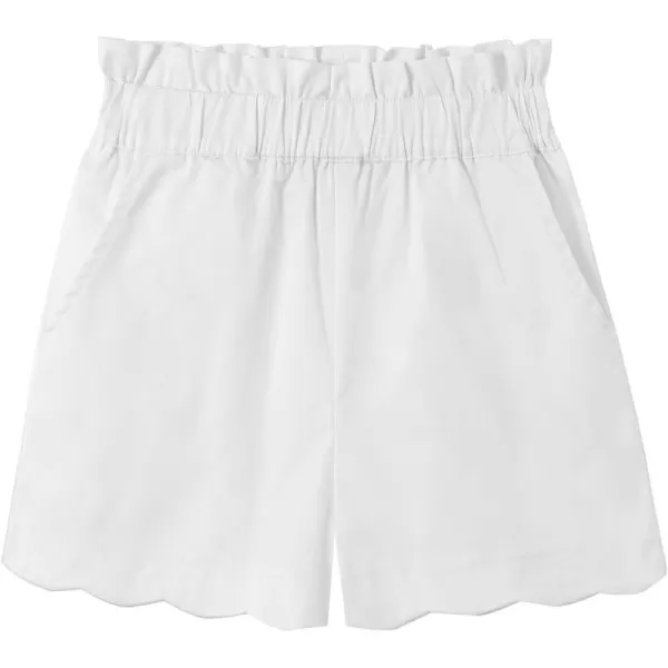Noomelfish Girls Scalloped Stretch Twill Pull On Shorts with Pockets 512 YearsWhite