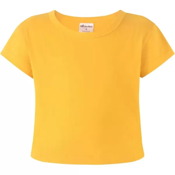 Noomelfish Girls Short Sleeve Crop Tops Kids Summer Dance Cropped TShirts 514 YearsGold Yellow