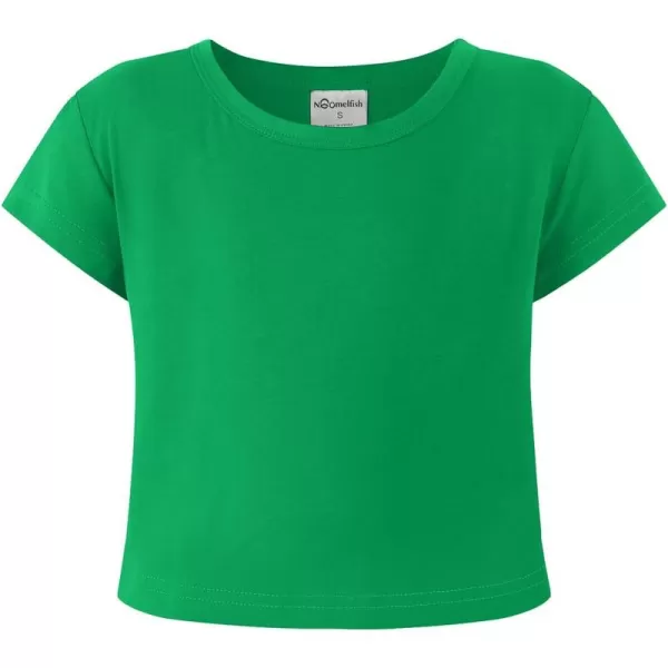 Noomelfish Girls Short Sleeve Crop Tops Kids Summer Dance Cropped TShirts 514 YearsGreen