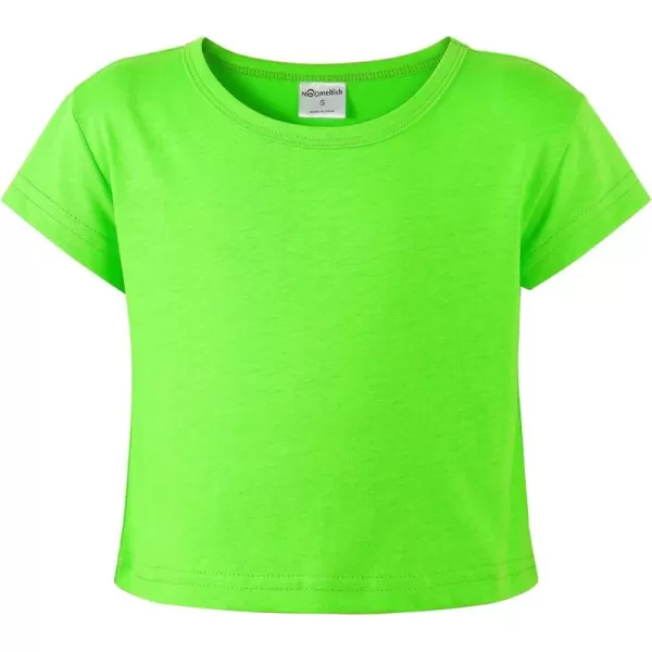 Noomelfish Girls Short Sleeve Crop Tops Kids Summer Dance Cropped TShirts 514 YearsNeon Green
