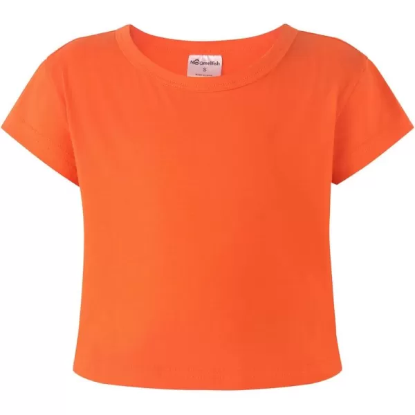 Noomelfish Girls Short Sleeve Crop Tops Kids Summer Dance Cropped TShirts 514 YearsOrange
