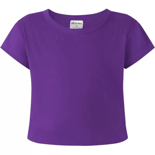 Noomelfish Girls Short Sleeve Crop Tops Kids Summer Dance Cropped TShirts 514 YearsPurple