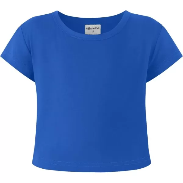 Noomelfish Girls Short Sleeve Crop Tops Kids Summer Dance Cropped TShirts 514 YearsRoyal Blue