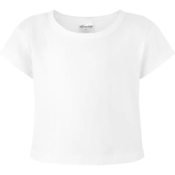 Noomelfish Girls Short Sleeve Crop Tops Kids Summer Dance Cropped TShirts 514 YearsWhite