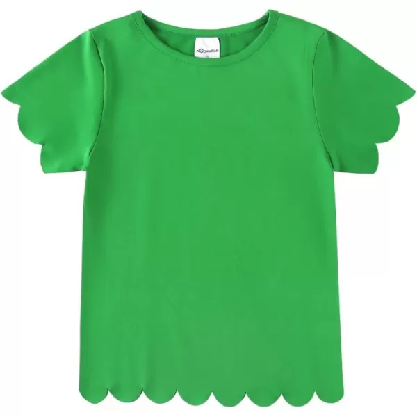 Noomelfish Girls Short Sleeve Scalloped Edge TShirts Casual Cute Summer Tee Tops Blouse 512 YearsGreen