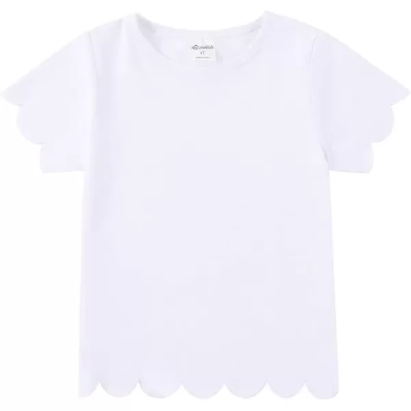 Noomelfish Girls Short Sleeve Scalloped Edge TShirts Casual Cute Summer Tee Tops Blouse 512 YearsWhite