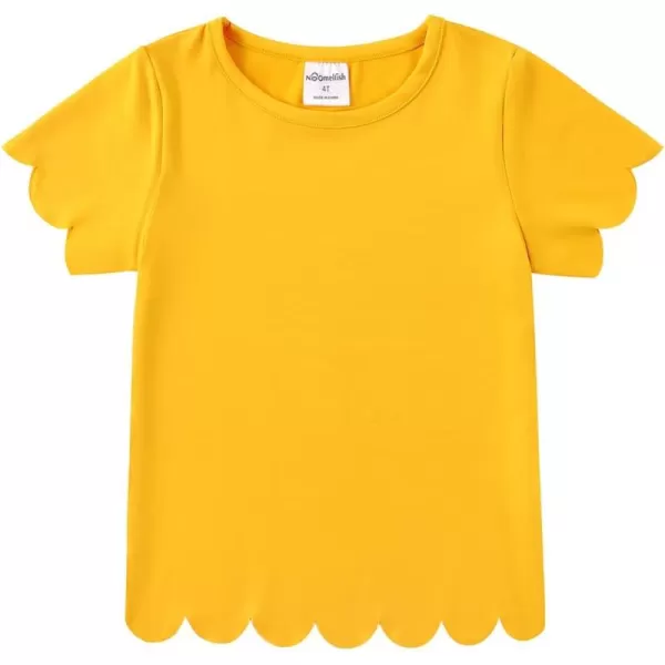 Noomelfish Girls Short Sleeve Scalloped Edge TShirts Casual Cute Summer Tee Tops Blouse 512 YearsYellow