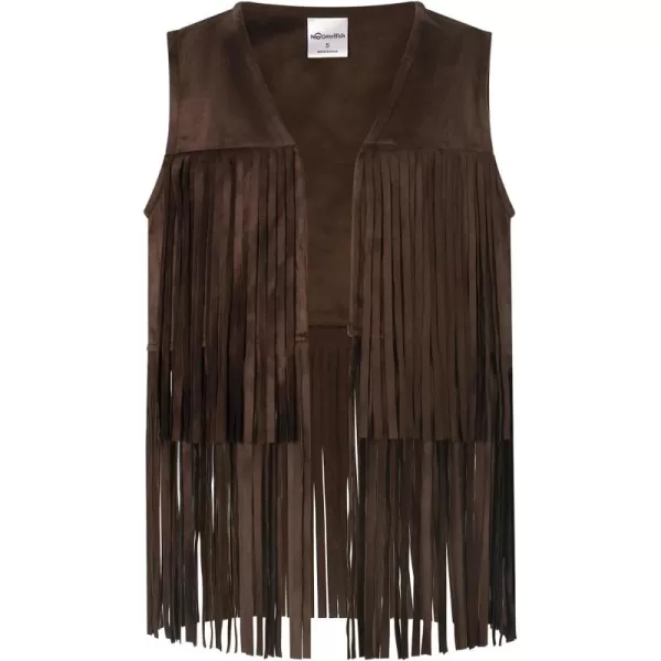 Noomelfish Girls Suede Fringe Vest Sleeveless Boho Tassels Jacket Cardigan 512 YearsCoffee Brown