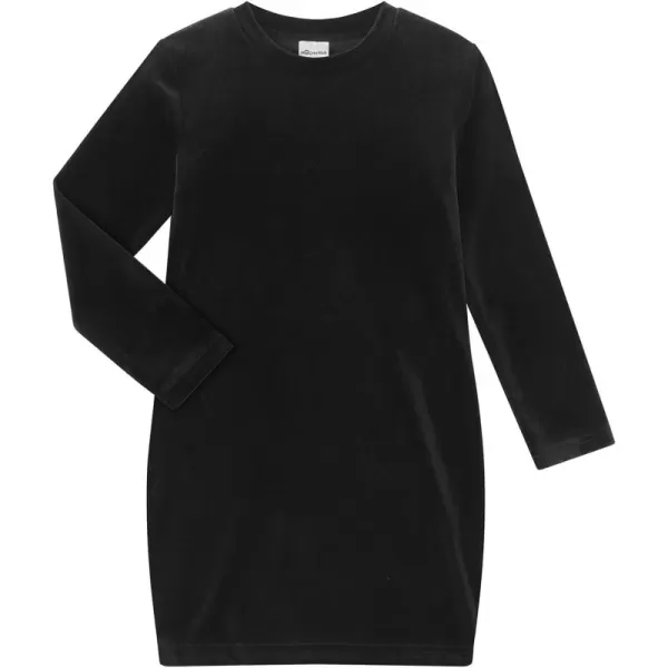 Noomelfish Girls Velvet Bodycon Dress Long Sleeve Fancy Party Pencil Dresses 512 YearsBlack