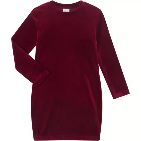 Noomelfish Girls Velvet Bodycon Dress Long Sleeve Fancy Party Pencil Dresses 512 YearsBurgundy