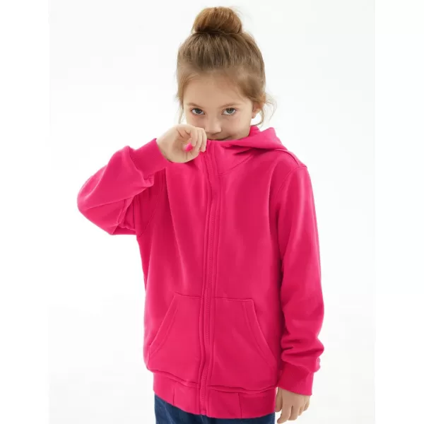 Noomelfish Girls Full Zip Up Hoodies Mock Neck Midweight Fleece Hooded Sweatshirt Jacket Hot Pink Size 78 Years