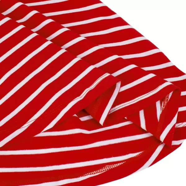 Noomelfish Girls Striped Knit Pleat Dress Short Sleeve Skater Dresses with Chest Pocket RedWhite Stripe Size 56 Years