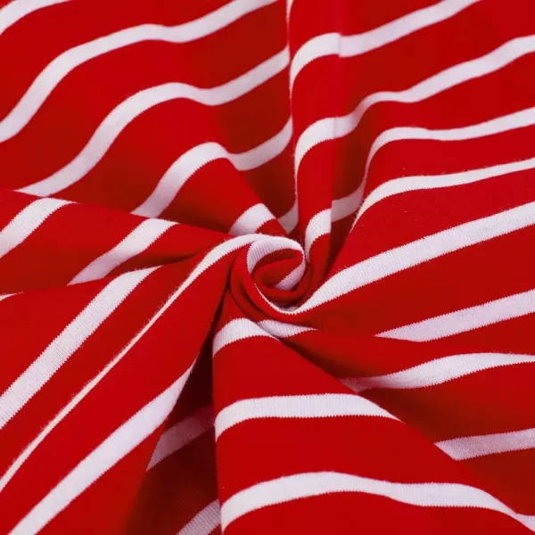 Noomelfish Girls Striped Knit Pleat Dress Short Sleeve Skater Dresses with Chest Pocket RedWhite Stripe Size 56 Years