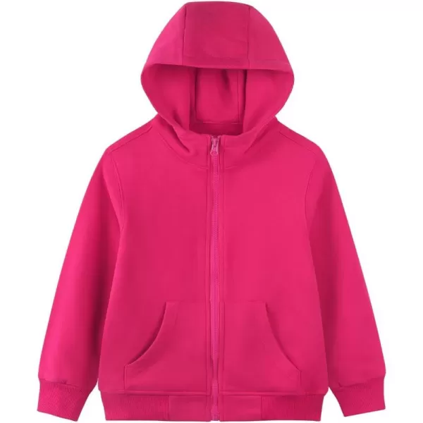 Noomelfish Girls Full Zip Up Hoodies Mock Neck Midweight Fleece Hooded Sweatshirt Jacket Hot Pink Size 78 Years