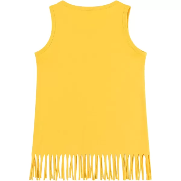 Noomelfish Girls Fringe Tank Tops Cotton Summer Sleeveless Shirts 512 YearsGold Yellow