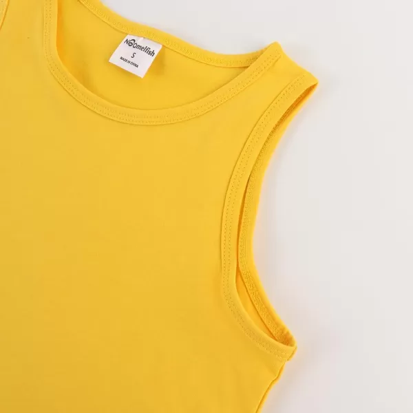 Noomelfish Girls Fringe Tank Tops Cotton Summer Sleeveless Shirts 512 YearsGold Yellow