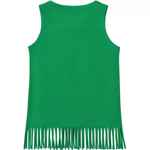 Noomelfish Girls Fringe Tank Tops Cotton Summer Sleeveless Shirts 512 YearsGreen