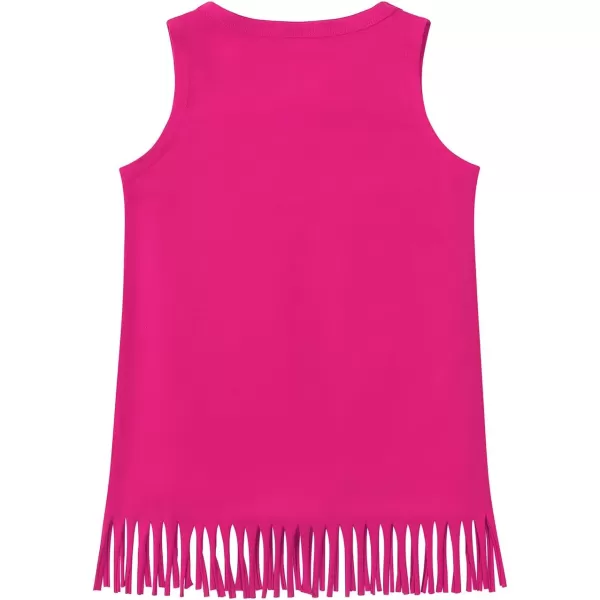 Noomelfish Girls Fringe Tank Tops Cotton Summer Sleeveless Shirts 512 YearsHot Pink
