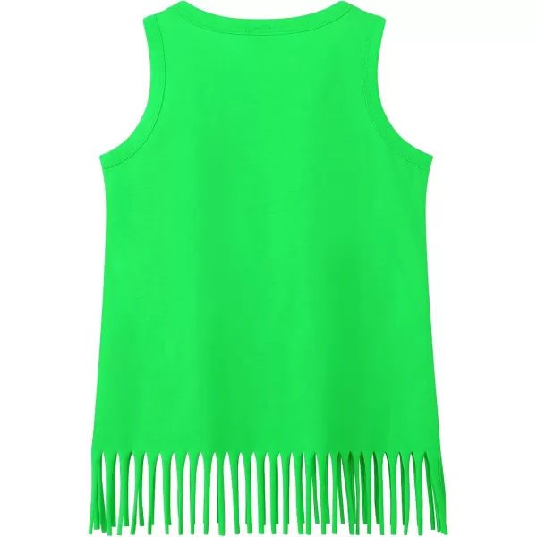 Noomelfish Girls Fringe Tank Tops Cotton Summer Sleeveless Shirts 512 YearsNeon Green