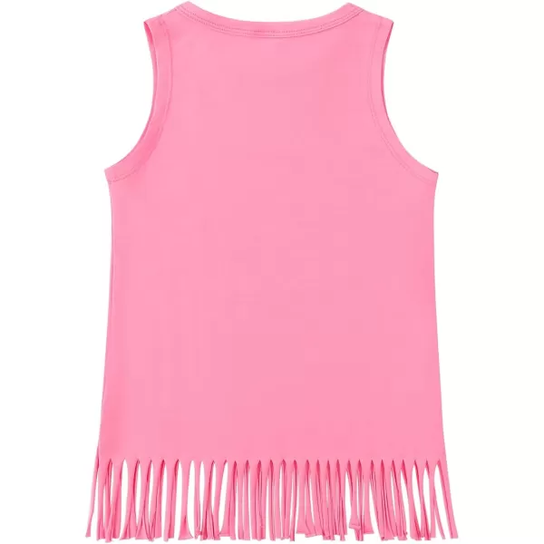 Noomelfish Girls Fringe Tank Tops Cotton Summer Sleeveless Shirts 512 YearsPink