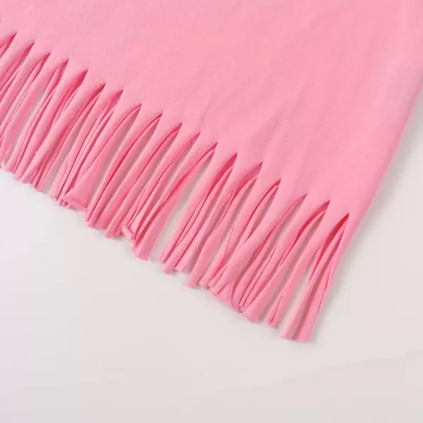 Noomelfish Girls Fringe Tank Tops Cotton Summer Sleeveless Shirts 512 YearsPink