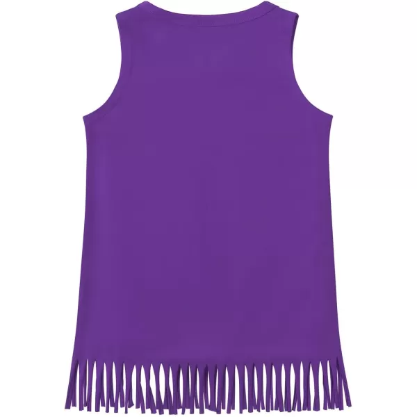 Noomelfish Girls Fringe Tank Tops Cotton Summer Sleeveless Shirts 512 YearsPurple