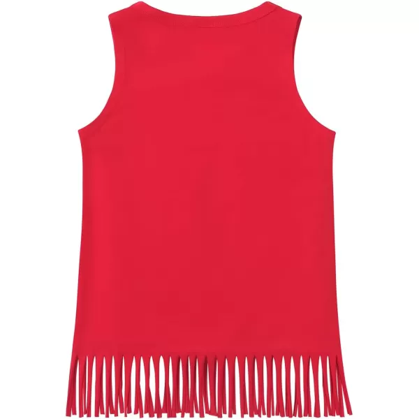Noomelfish Girls Fringe Tank Tops Cotton Summer Sleeveless Shirts 512 YearsRed