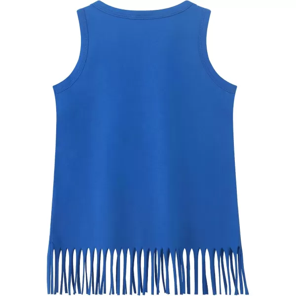 Noomelfish Girls Fringe Tank Tops Cotton Summer Sleeveless Shirts 512 YearsRoyal Blue