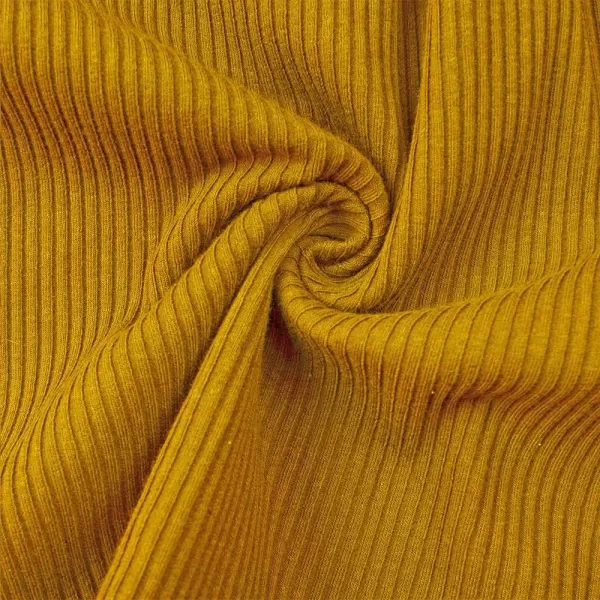 Noomelfish Girls Long Sleeve Ribbed knit Dress Solid Color Casual Pocket Dresses Mustard Size 56 Years