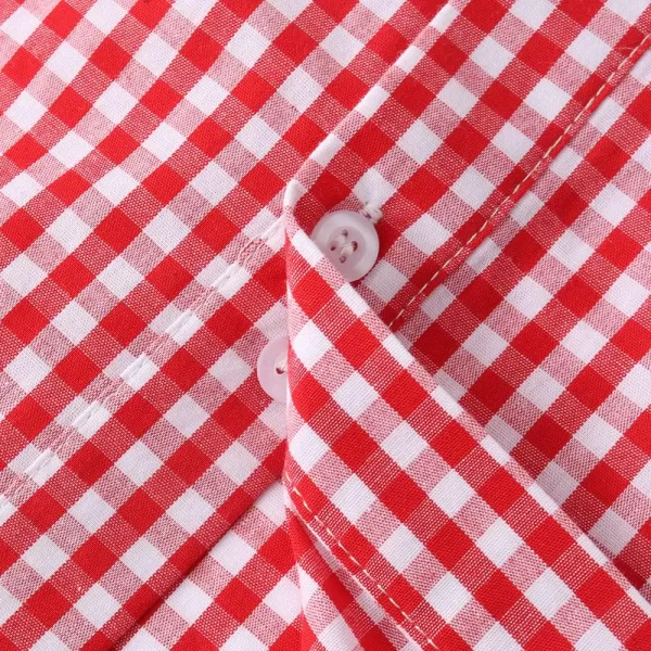 Noomelfish Girls Plaid Ruffle Cold Shoulder Top Blouse Short Sleeve Button Down Shirts Red Gingham Size 56 Years