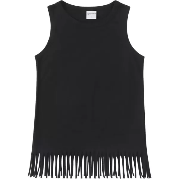 Noomelfish Girls Fringe Tank Tops Cotton Summer Sleeveless Shirts 512 YearsBlack