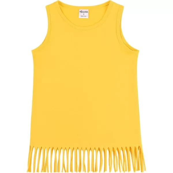 Noomelfish Girls Fringe Tank Tops Cotton Summer Sleeveless Shirts 512 YearsGold Yellow