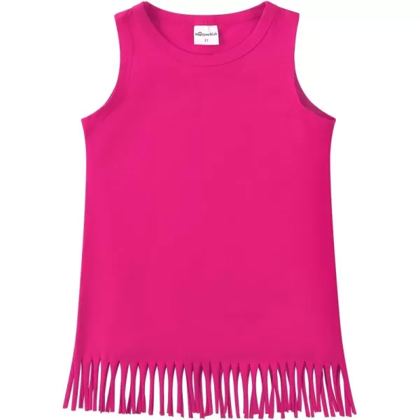 Noomelfish Girls Fringe Tank Tops Cotton Summer Sleeveless Shirts 512 YearsHot Pink