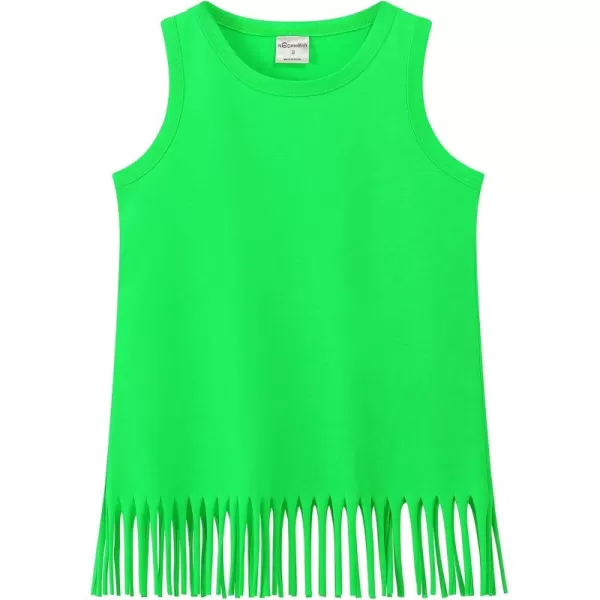 Noomelfish Girls Fringe Tank Tops Cotton Summer Sleeveless Shirts 512 YearsNeon Green