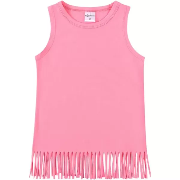 Noomelfish Girls Fringe Tank Tops Cotton Summer Sleeveless Shirts 512 YearsPink