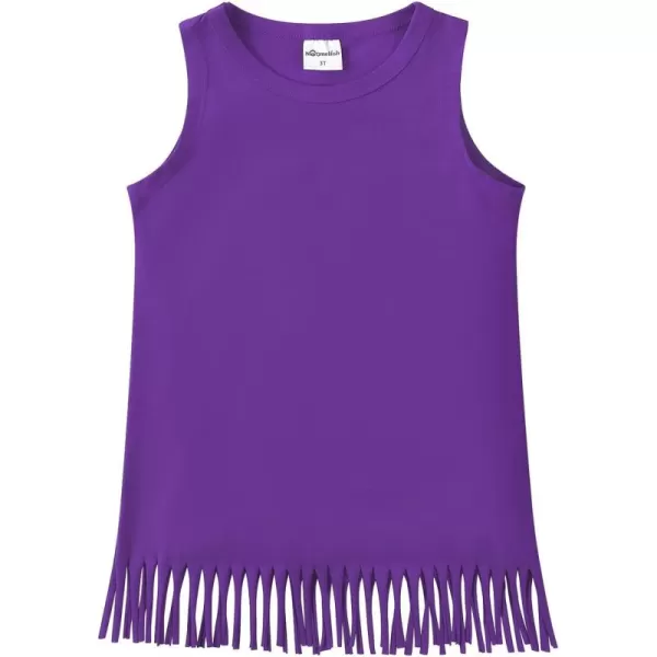 Noomelfish Girls Fringe Tank Tops Cotton Summer Sleeveless Shirts 512 YearsPurple