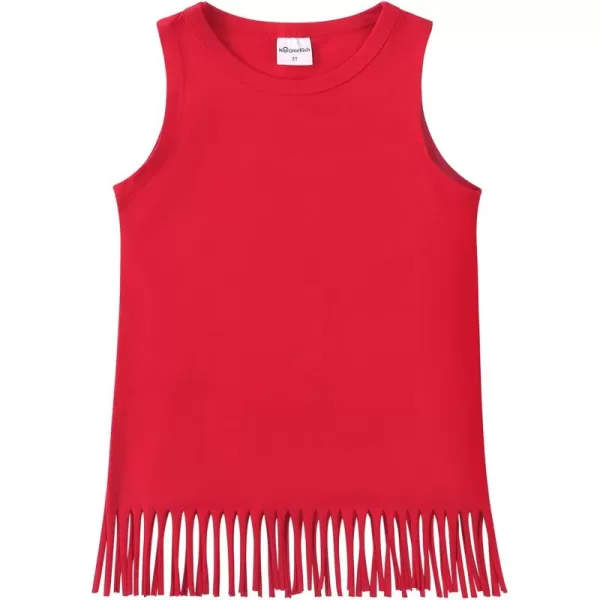 Noomelfish Girls Fringe Tank Tops Cotton Summer Sleeveless Shirts 512 YearsRed
