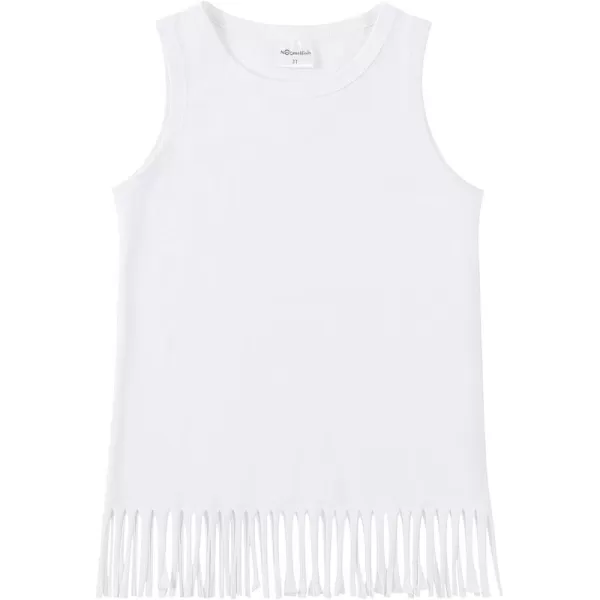 Noomelfish Girls Fringe Tank Tops Cotton Summer Sleeveless Shirts 512 YearsWhite