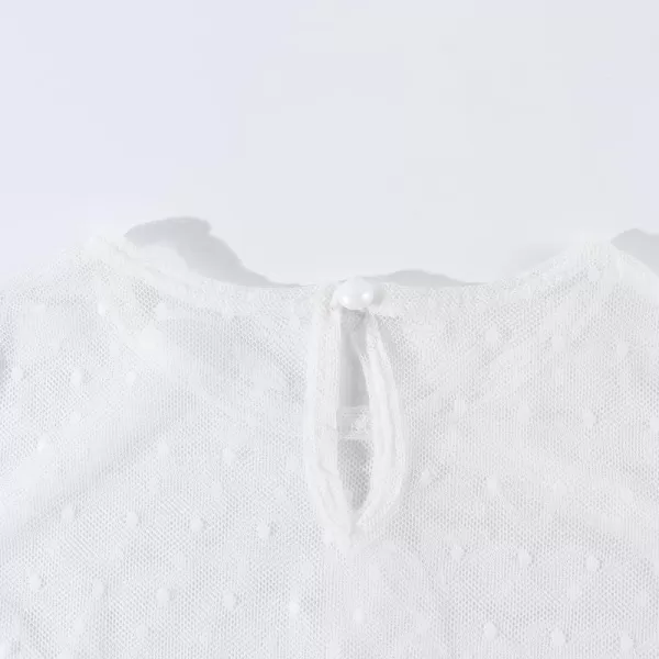 Noomelfish Girls Lace Long Sleeve Layering Tops Sheer Mesh Tee Shirts Blouse 512 YearsDot White
