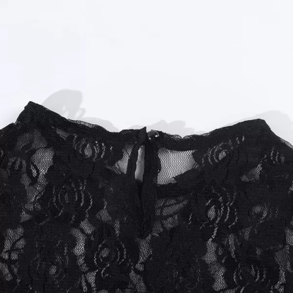 Noomelfish Girls Lace Long Sleeve Layering Tops Sheer Mesh Tee Shirts Blouse 512 YearsRose Black