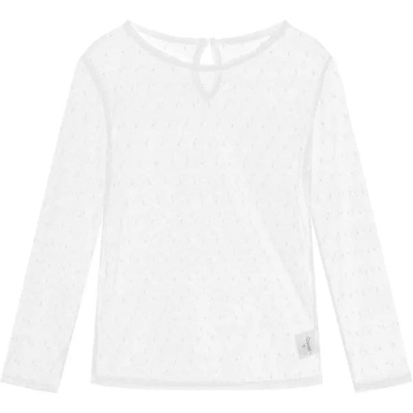 Noomelfish Girls Lace Long Sleeve Layering Tops Sheer Mesh Tee Shirts Blouse 512 YearsDot White
