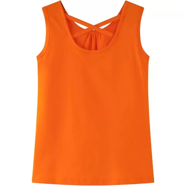 Noomelfish Girls Criss Cross Back Tank Tops Soft Jersey Cotton sleeveless shirts 312 YearsOrange