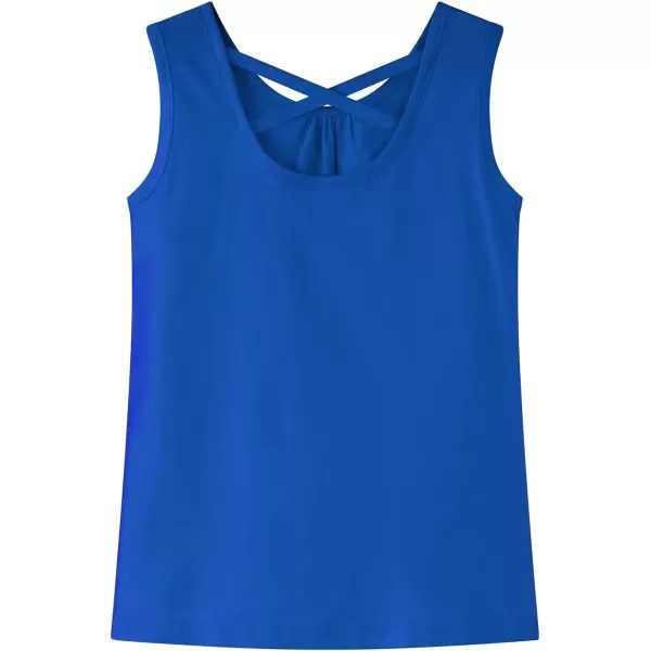 Noomelfish Girls Criss Cross Back Tank Tops Soft Jersey Cotton sleeveless shirts 312 YearsRoyal Blue