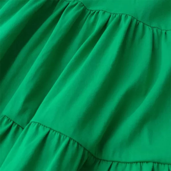 Noomelfish Girls Long Sleeve Tiered Dress Loose Flowy Ruffle Swing Dresses with Pockets 412 YearsGreen