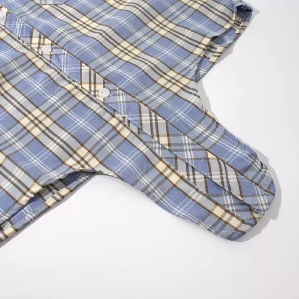 Noomelfish Girls Plaid Sleeveless Button Down Shirt Tie Knot Blouse Tank Tops 512 YearsBlue Plaid