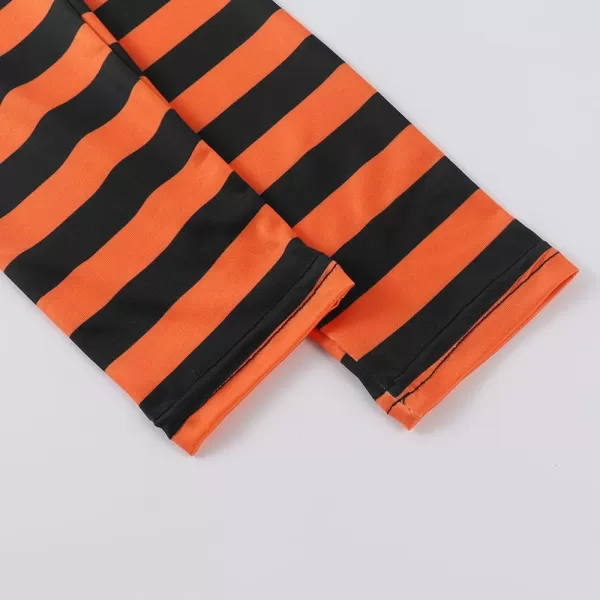 Noomelfish Girls Printed Leggings Soft Full Length Stretch Pants 412 YearsOrange and Black Striped