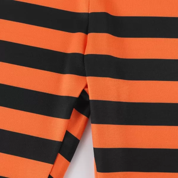 Noomelfish Girls Printed Leggings Soft Full Length Stretch Pants 412 YearsOrange and Black Striped