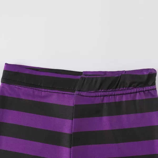 Noomelfish Girls Printed Leggings Soft Full Length Stretch Pants 412 YearsPurple and Black Striped