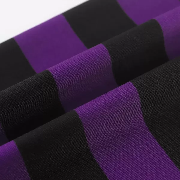 Noomelfish Girls Printed Leggings Soft Full Length Stretch Pants 412 YearsPurple and Black Striped